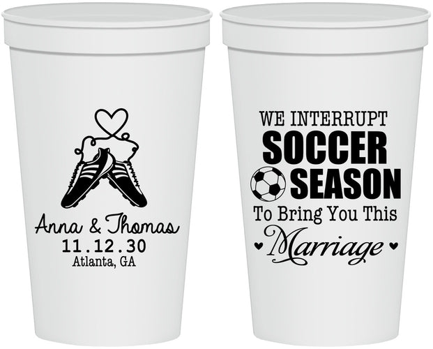 Personalized Wedding 22 oz Stadium Cups - We Interrupt Soccer | 311