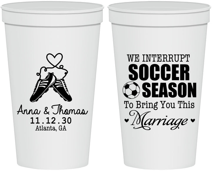 Personalized Wedding 22 oz Stadium Cups - We Interrupt Soccer | 311