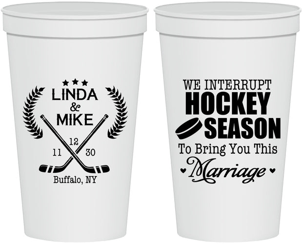 Personalized Wedding 22 oz Stadium Cups - We Interrupt Hockey | 312