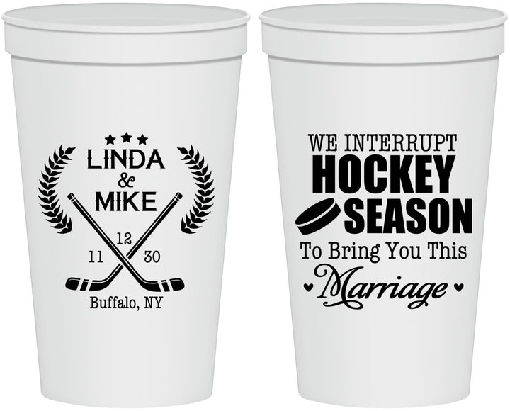 Personalized Wedding 22 oz Stadium Cups - We Interrupt Hockey | 312