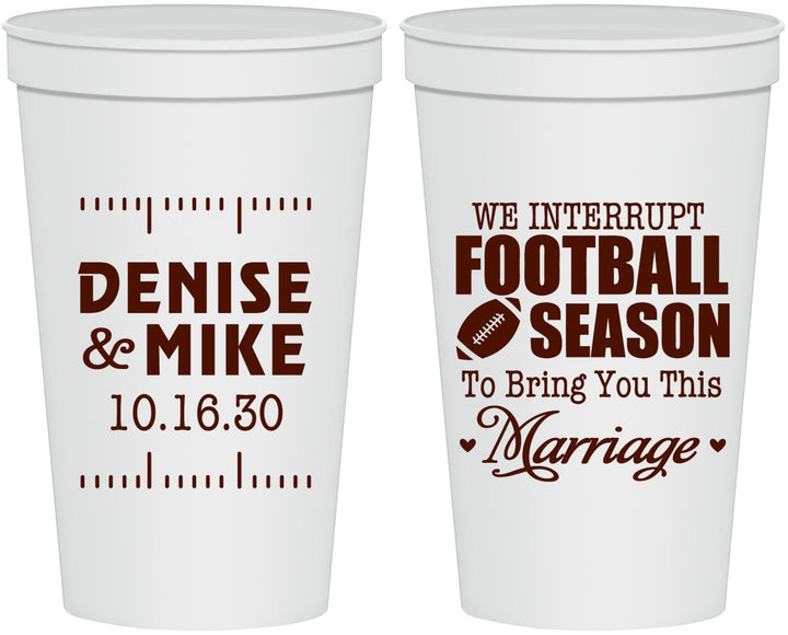 Personalized Wedding 22 oz Stadium Cups - We Interrupt Football | 314