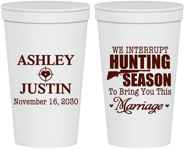 Personalized Wedding 22 oz Stadium Cups - We Interrupt Hunting | 316