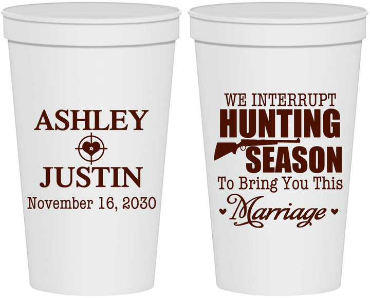 Personalized Wedding 22 oz Stadium Cups - We Interrupt Hunting | 316