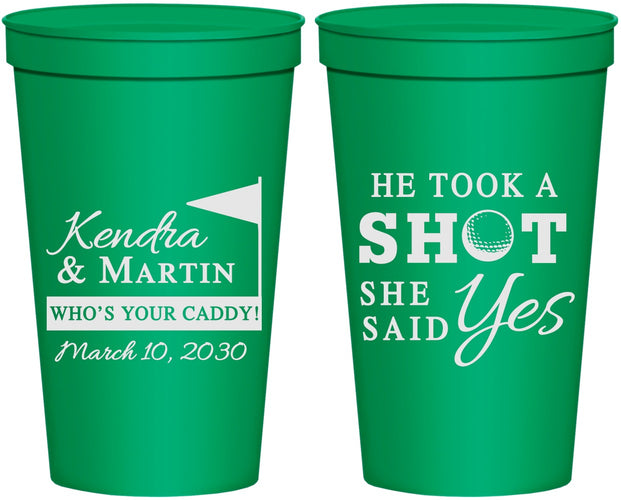 Personalized Wedding 22 oz Stadium Cups - Took A Shot Golf | 320