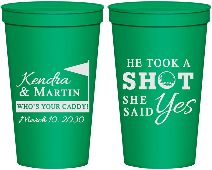 Personalized Wedding 22 oz Stadium Cups - Took A Shot Golf | 320
