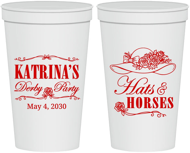 Personalized Derby Day 22 oz Stadium Cups - Hats And Horses | 320005