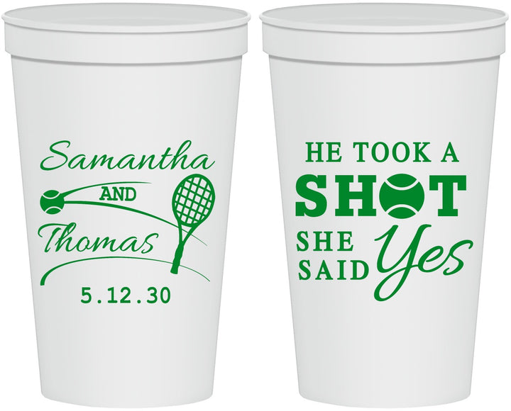 Personalized Wedding 22 oz Stadium Cups - Took A Shot Tennis | 321