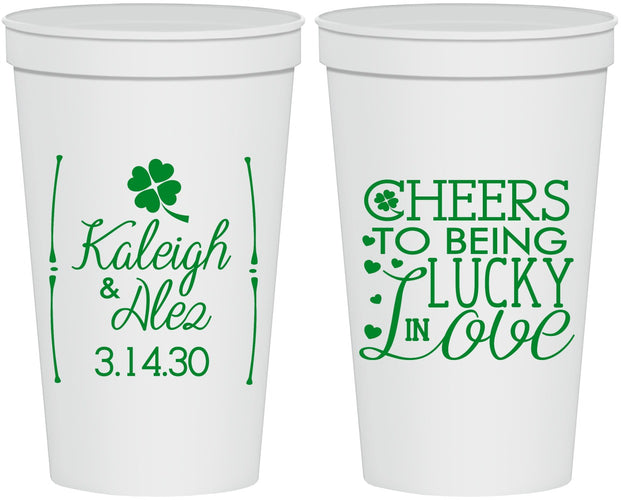 Personalized Wedding 22 oz Stadium Cups - Lucky In Love | 328