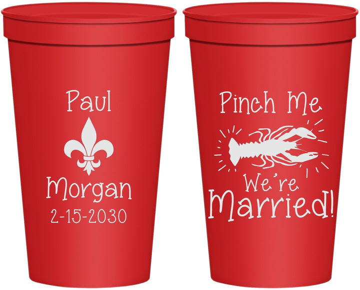 Personalized Wedding 22 oz Stadium Cups - Crawfish Boil | 330