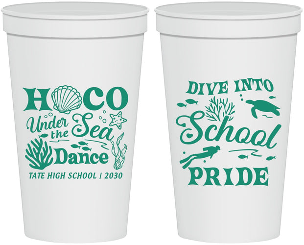 Personalized Homecoming 22 oz Stadium Cups - Hoco Under The Sea | 330000