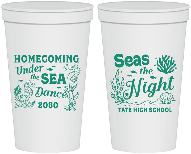 Personalized Homecoming 22 oz Stadium Cups - Under The Sea Dance | 330001