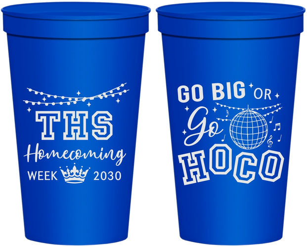 Personalized Homecoming 22 oz Stadium Cups - Big Or Go Hoco | 330004