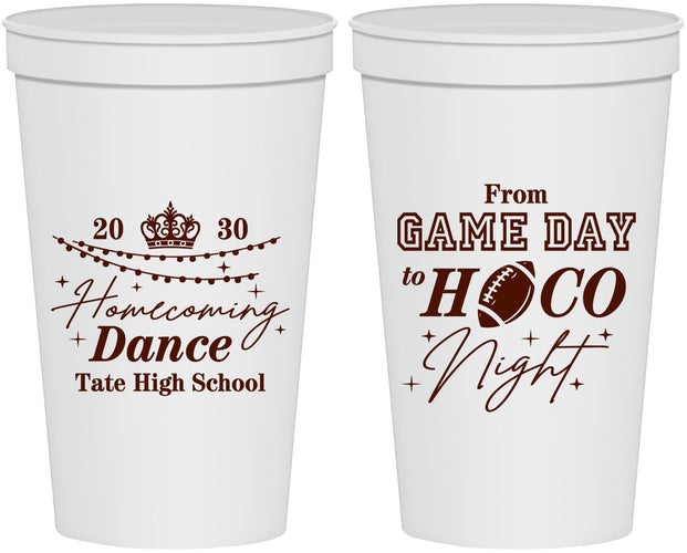 Personalized Homecoming 22 oz Stadium Cups - Gameday To Hoco Night | 330005