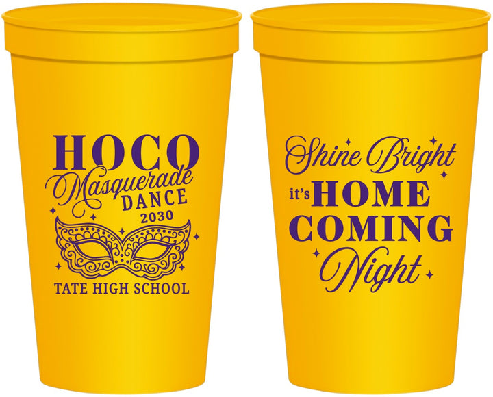 Personalized Homecoming 22 oz Stadium Cups - Hoco Masquerade Dance | 330009