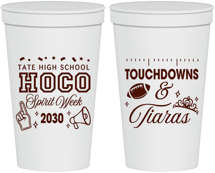 Personalized Homecoming 22 oz Stadium Cups - Touchdowns And Tiaras | 330010