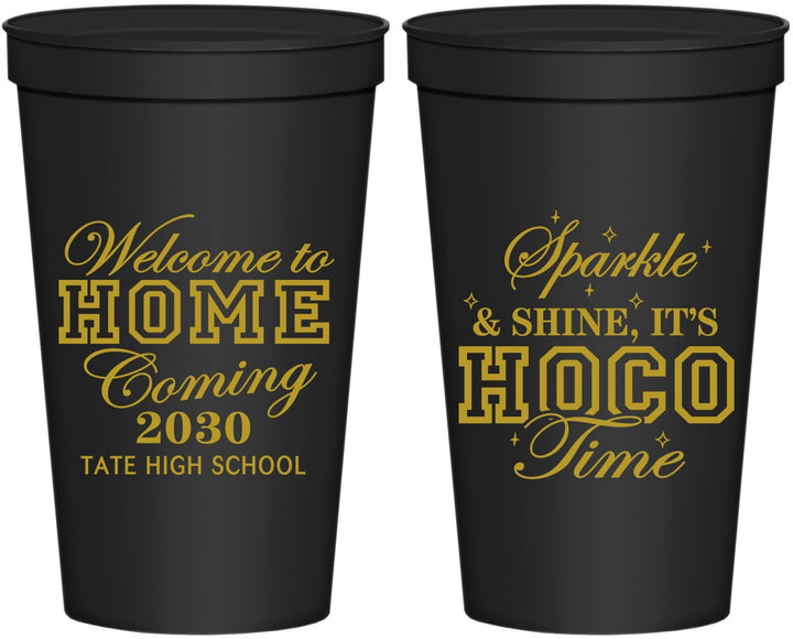 Personalized Homecoming 22 oz Stadium Cups - Sparkle Shine Hoco Time | 330017
