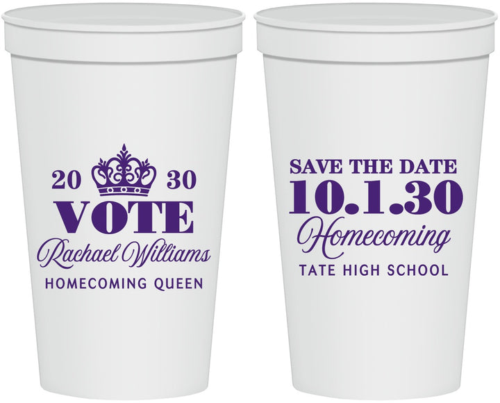 Personalized Homecoming 22 oz Stadium Cups - Hoco Queen Vote | 330020