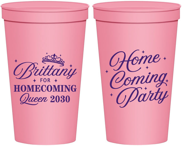 Personalized Homecoming 22 oz Stadium Cups - Hoco Queen Vote | 330022