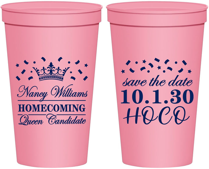 Personalized Homecoming 22 oz Stadium Cups - Hoco Queen Vote | 330024