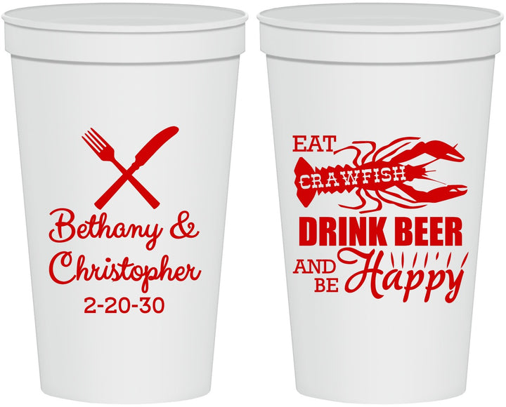 Personalized Wedding 22 oz Stadium Cups - Crawfish Boil | 332