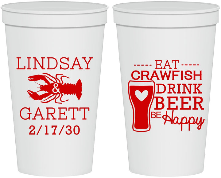 Personalized Wedding 22 oz Stadium Cups - Crawfish Boil | 333