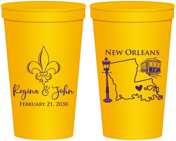 Personalized Wedding 22 oz Stadium Cups - New Orleans | 334