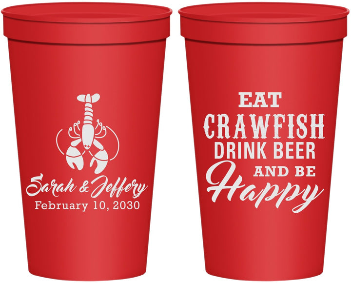Personalized Wedding 22 oz Stadium Cups - Crawfish Boil | 335