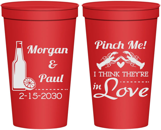 Personalized Wedding 22 oz Stadium Cups - Crawfish Boil Pinch Me | 337
