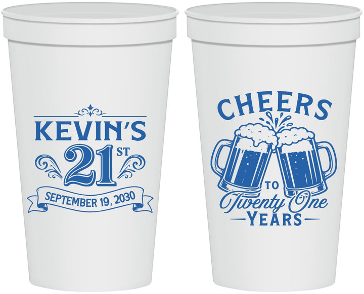 Personalized 21st Birthday 22 oz Stadium Cups - Cheers To Twenty One Years | 340000