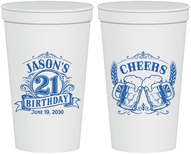Personalized 21st Birthday 22 oz Stadium Cups - Cheers | 340001