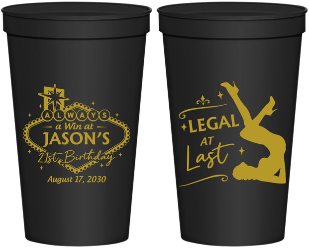 Personalized 21st Birthday 22 oz Stadium Cups - Legal At Last Vegas | 340002