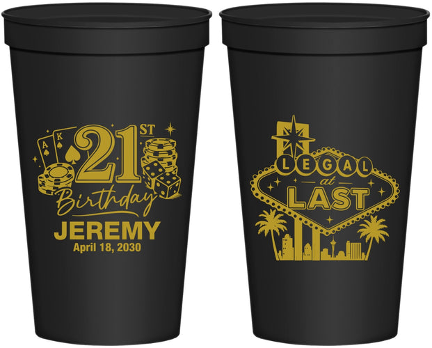 Personalized 21st Birthday 22 oz Stadium Cups - Legal At Last Vegas | 340003