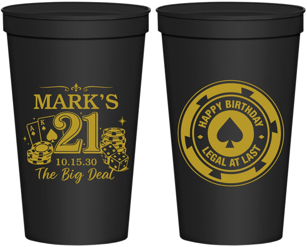 Personalized 21st Birthday 22 oz Stadium Cups - Legal At Last Vegas | 340004
