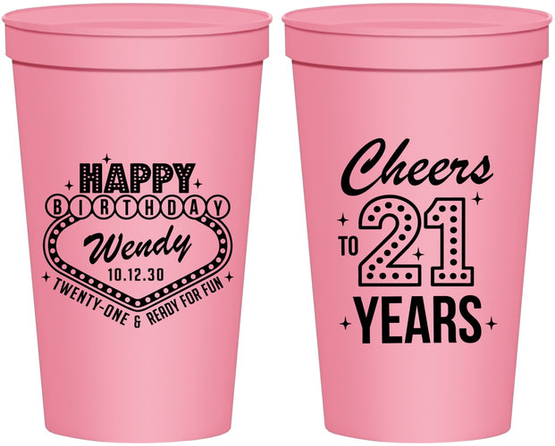 Personalized 21st Birthday 22 oz Stadium Cups - Vegas | 340007