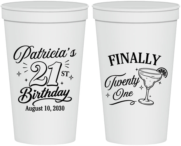 Personalized 21st Birthday 22 oz Stadium Cups - Finally Twenty One | 340008