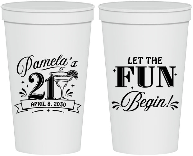 Personalized 21st Birthday 22 oz Stadium Cups - Let The Fun Begin | 340009