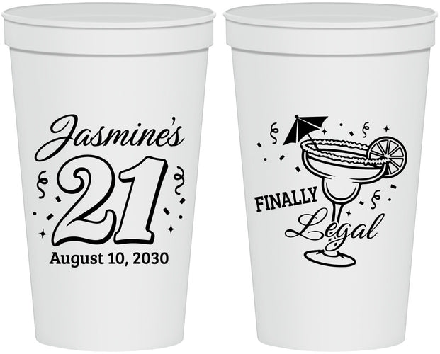 Personalized 21st Birthday 22 oz Stadium Cups - Finally Legal | 340018
