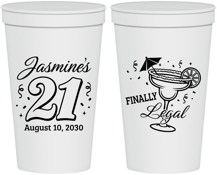 Personalized 21st Birthday 22 oz Stadium Cups - Finally Legal | 340018