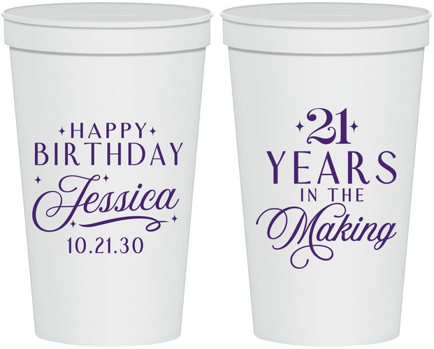 Personalized 21st Birthday 22 oz Stadium Cups - Twenty One Years In The Making | 340023