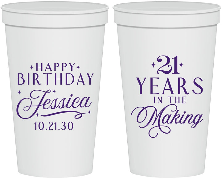 Personalized 21st Birthday 22 oz Stadium Cups - Twenty One Years In The Making | 340023