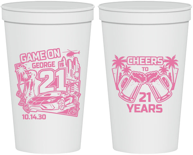 Personalized 21st Birthday 22 oz Stadium Cups - Video Game | 340024
