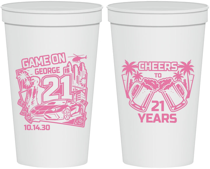 Personalized 21st Birthday 22 oz Stadium Cups - Video Game | 340024