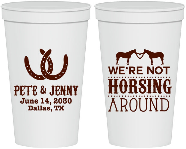 Personalized Wedding 22 oz Stadium Cups - Horseshoe | 342
