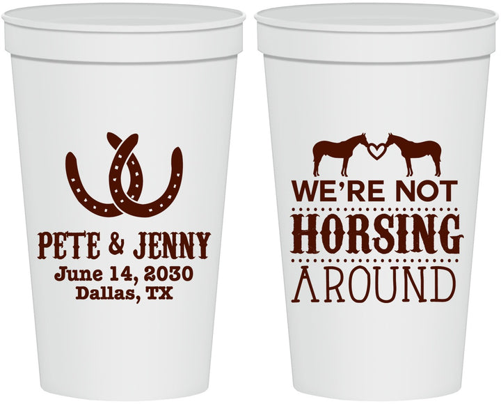 Personalized Wedding 22 oz Stadium Cups - Horseshoe | 342