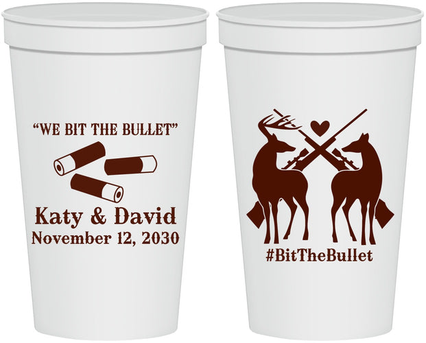 Personalized Wedding 22 oz Stadium Cups - We Bit The Bullet | 343