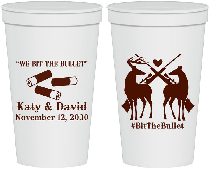 Personalized Wedding 22 oz Stadium Cups - We Bit The Bullet | 343