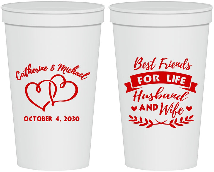 Personalized Wedding 22 oz Stadium Cups - Best Friends For Life | 349