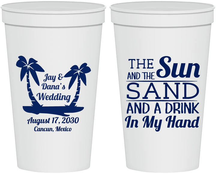 Personalized Wedding 22 oz Stadium Cups - Beach | 350