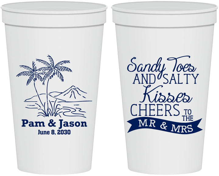 Personalized Wedding 22 oz Stadium Cups - Beach | 358