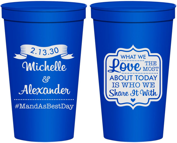 Personalized Wedding 22 oz Stadium Cups - Love Story | 359